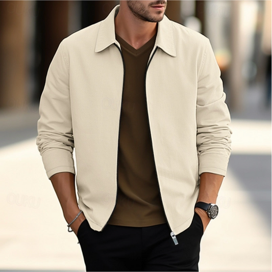 Chemise à manches longues pour homme à col classique et fermeture éclair ajustée