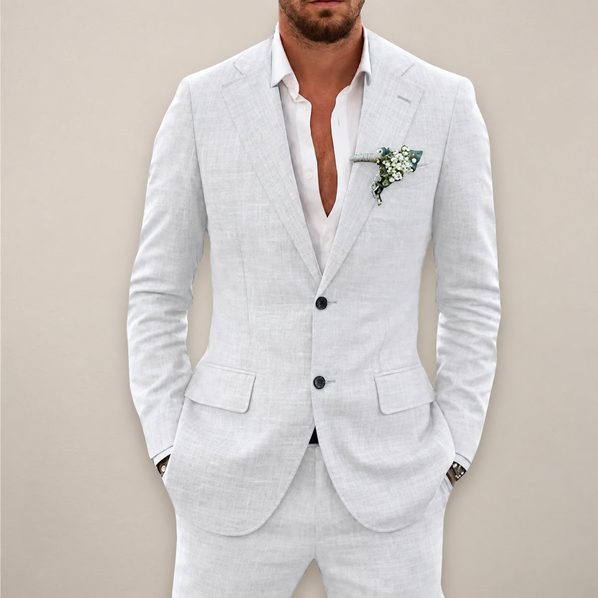 Ensemble costume deux pièces pour homme veste croisée à bouton unique et pantalon tailleur