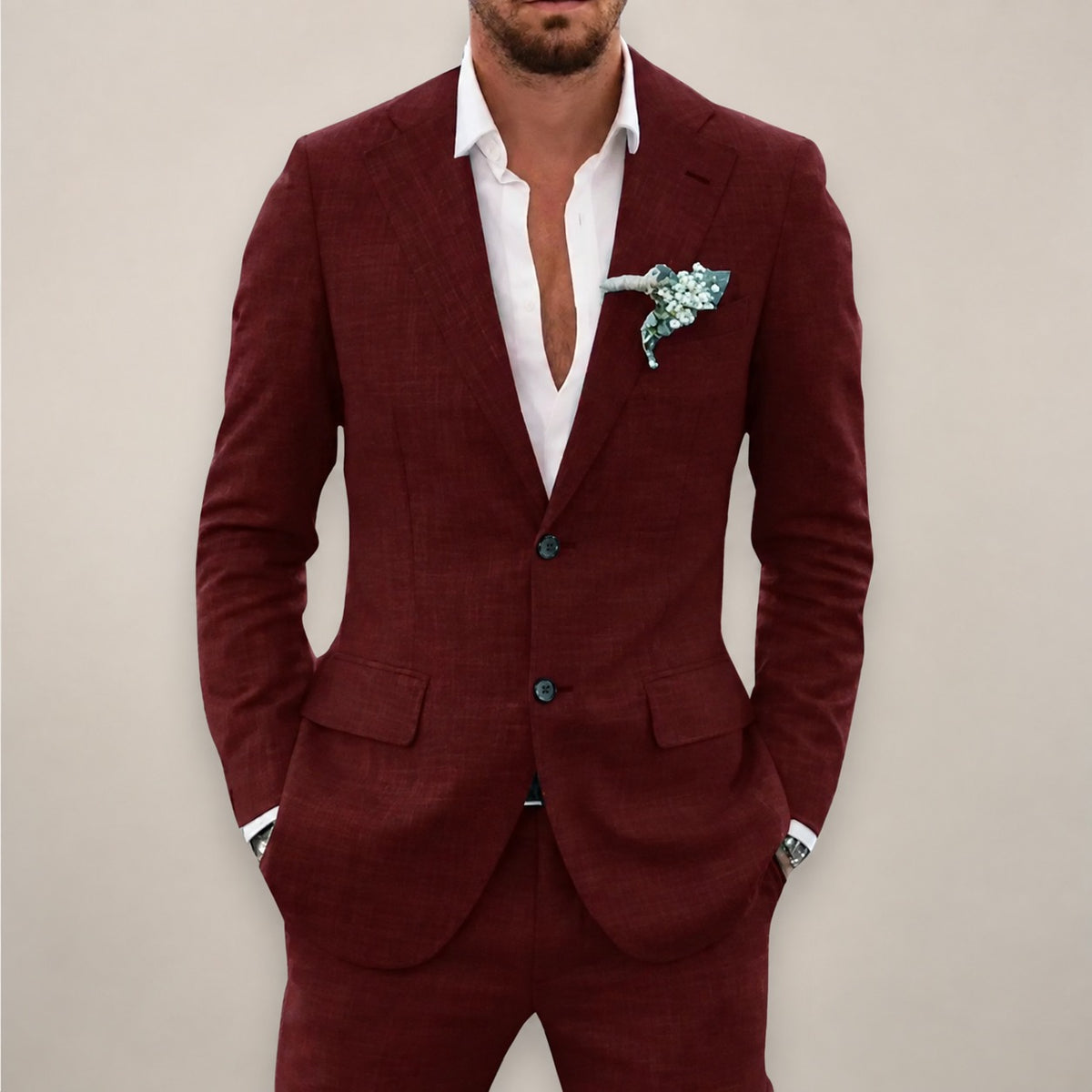 Ensemble costume deux pièces pour homme veste croisée à bouton unique et pantalon tailleur