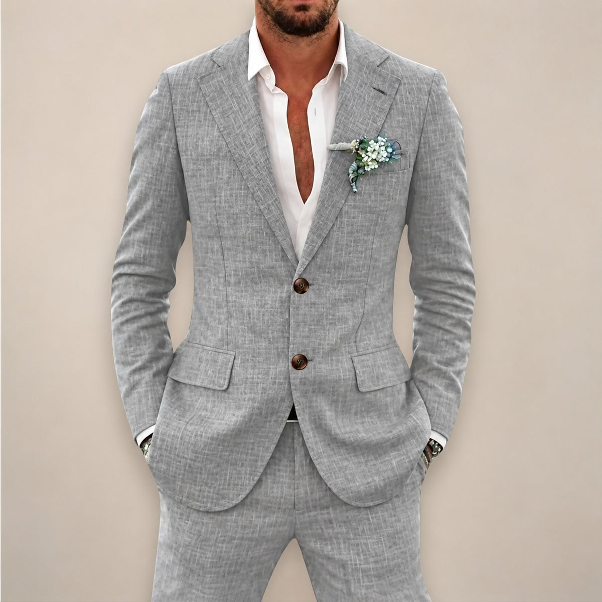 Ensemble costume deux pièces pour homme veste croisée à bouton unique et pantalon tailleur