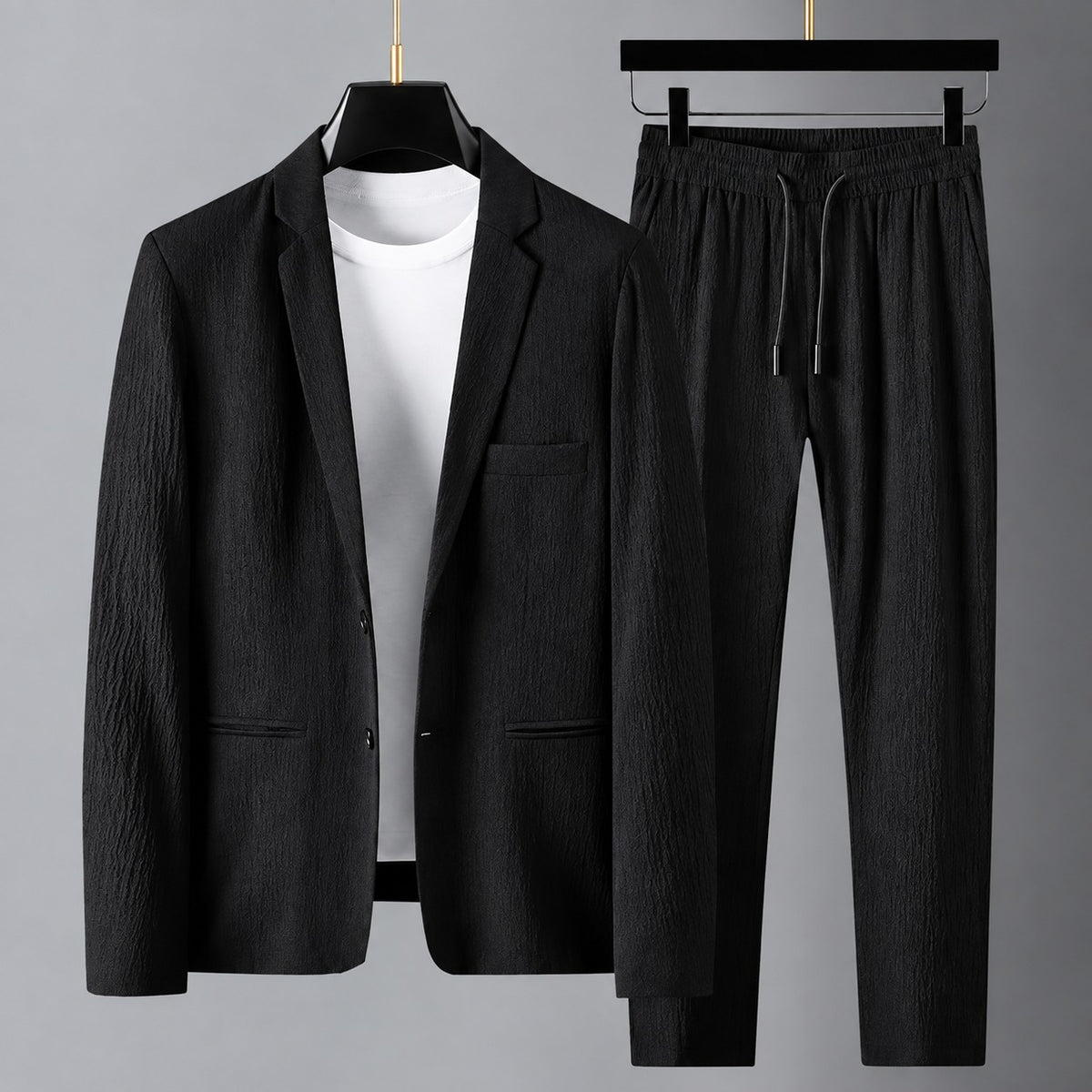 Ensemble costume homme veste blazer et pantalon à cordon - coupe décontractée