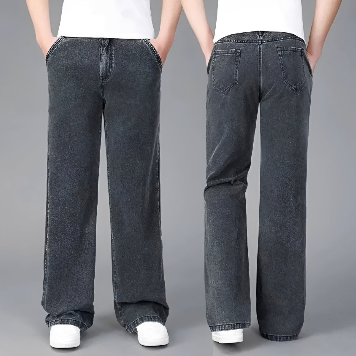 Jean bootcut pour homme avec jambe évasée et multiples poches - coupe décontractée