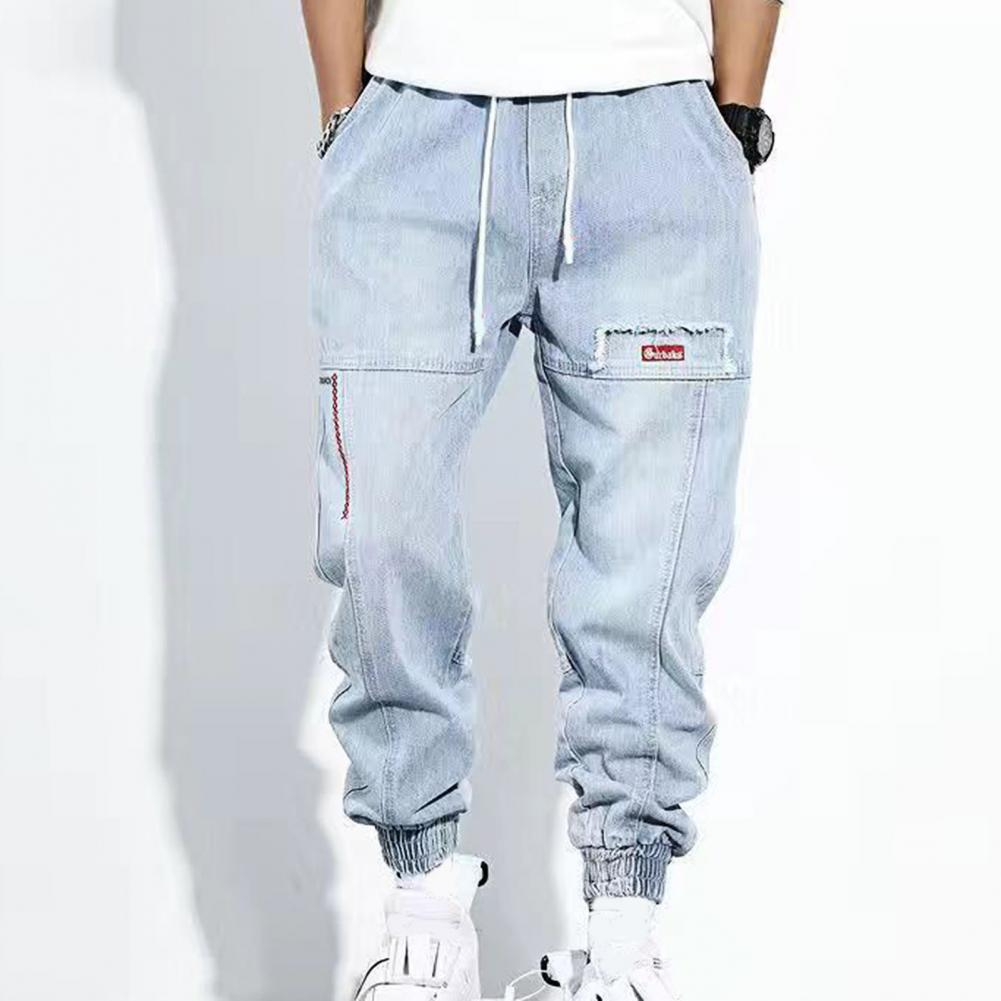 Jeans baggy pour homme coupe décontractée taille ajustable