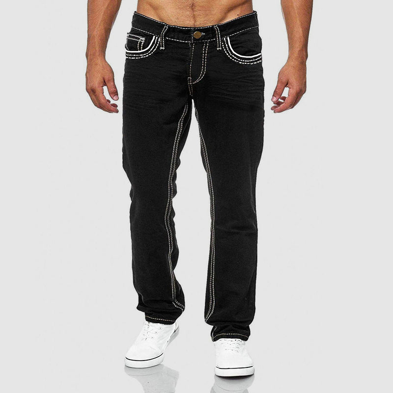 Jeans homme coupe classique à cinq poches taille mi-haute