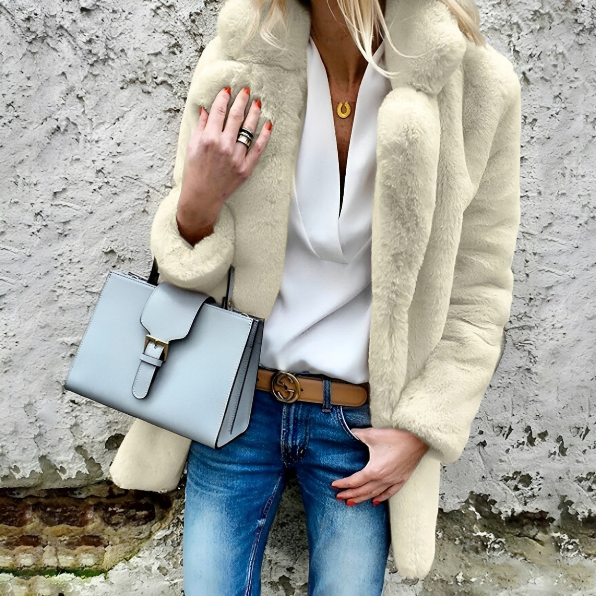 Manteau femme à manches longues, zip, coupe décontractée, col à revers
