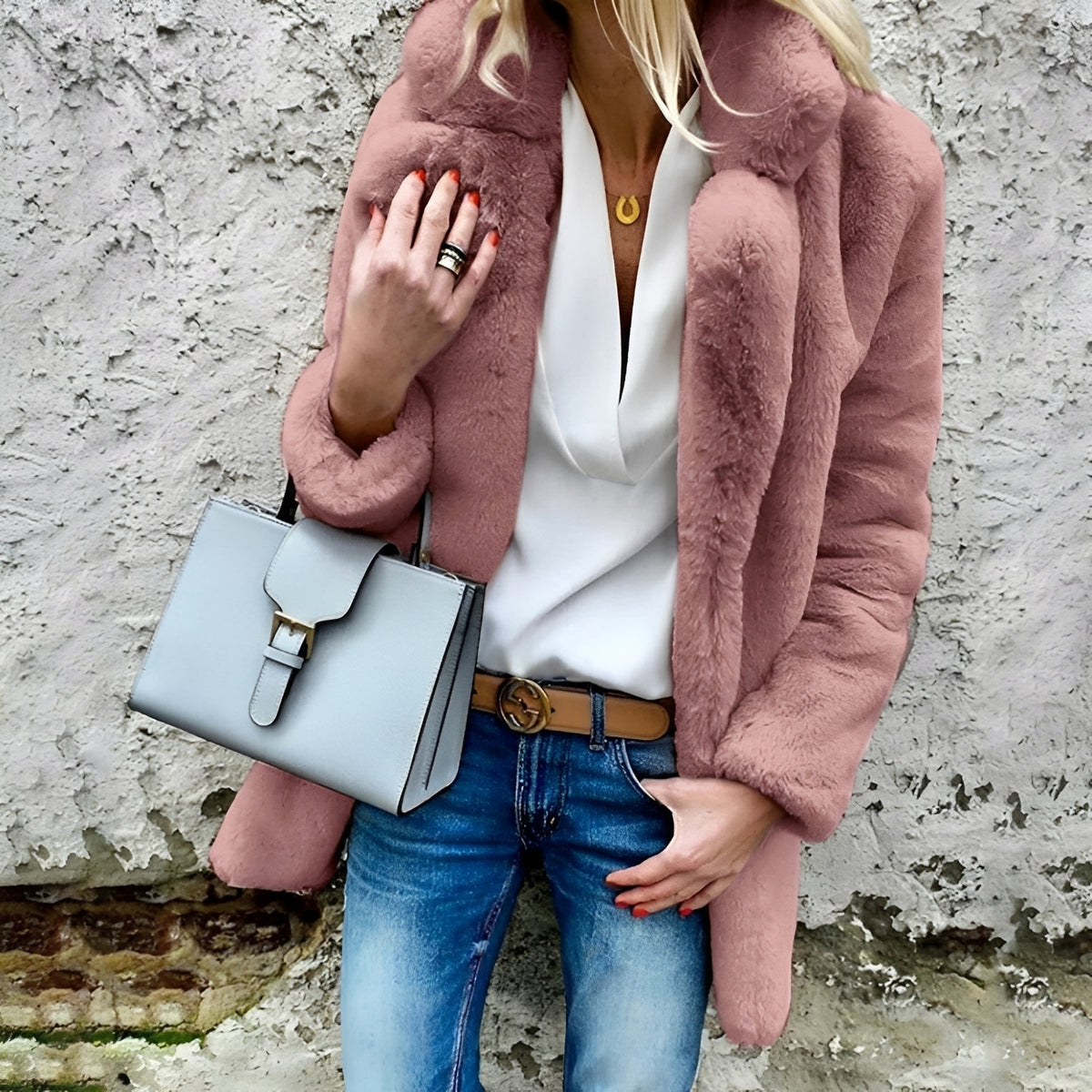 Manteau femme à manches longues, zip, coupe décontractée, col à revers