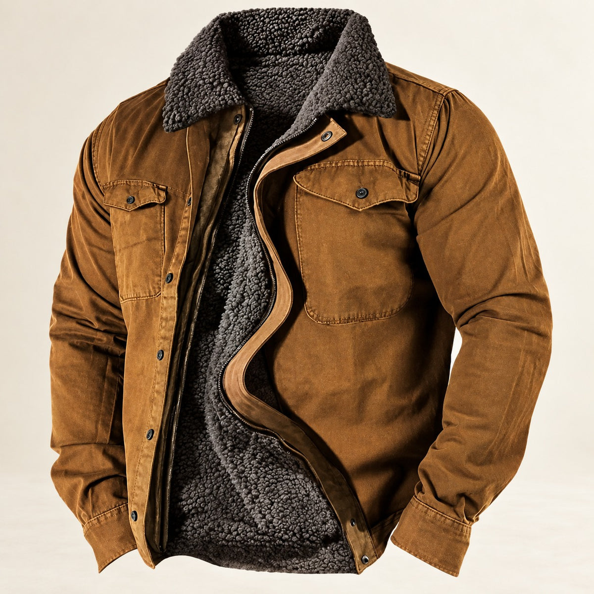 Manteau pour hommes à boutons, col classique, manches longues, poches pratiques
