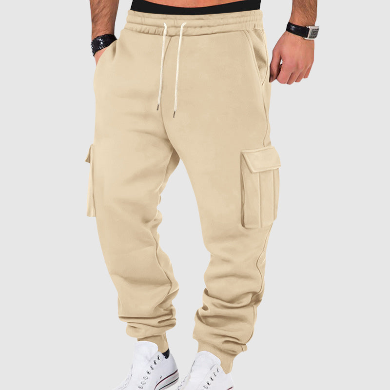 Pantalon cargo homme à poches latérales et taille à cordon de serrage - coupe décontractée