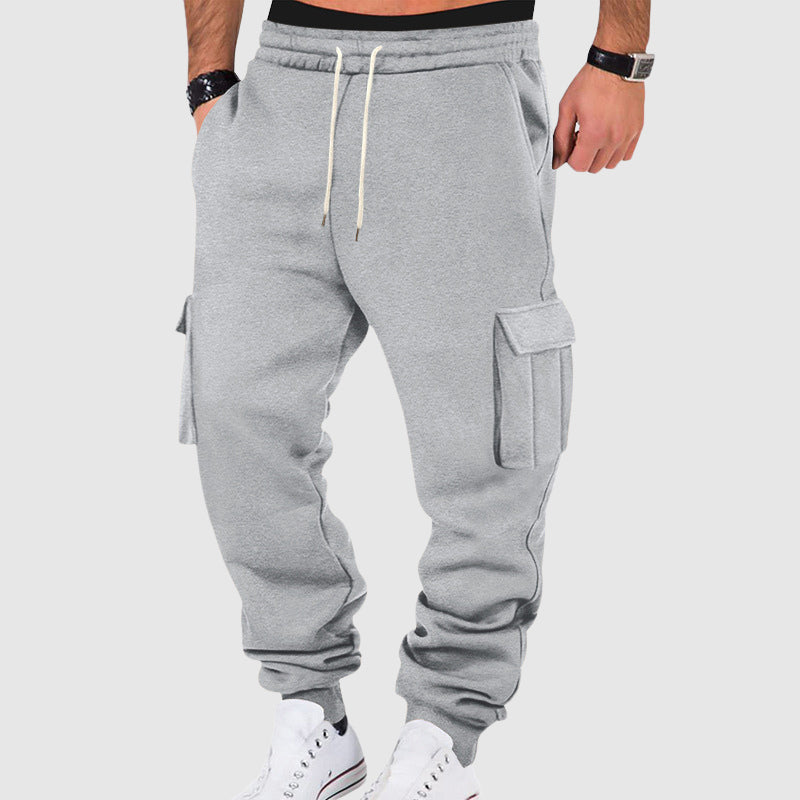 Pantalon cargo homme à poches latérales et taille à cordon de serrage - coupe décontractée