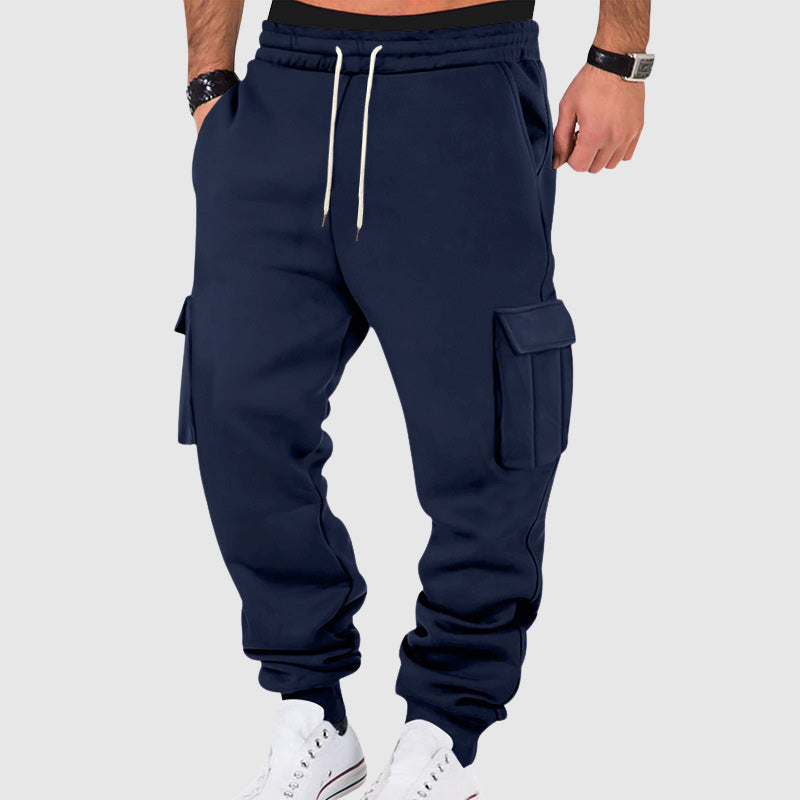Pantalon cargo homme à poches latérales et taille à cordon de serrage - coupe décontractée