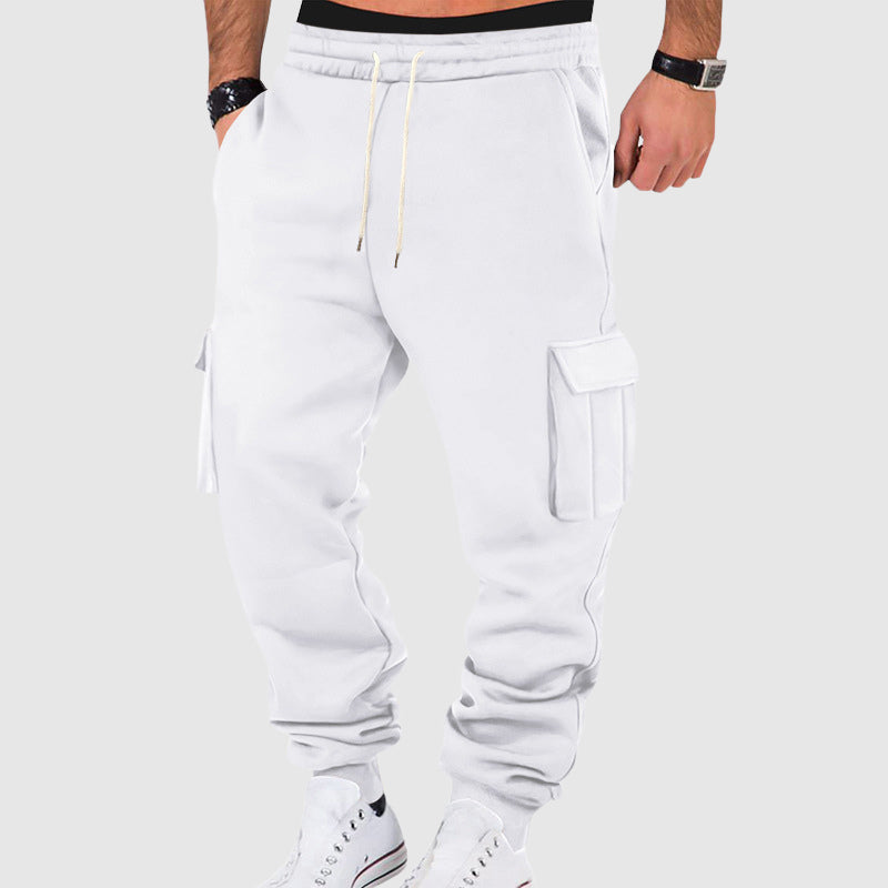 Pantalon cargo homme à poches latérales et taille à cordon de serrage - coupe décontractée