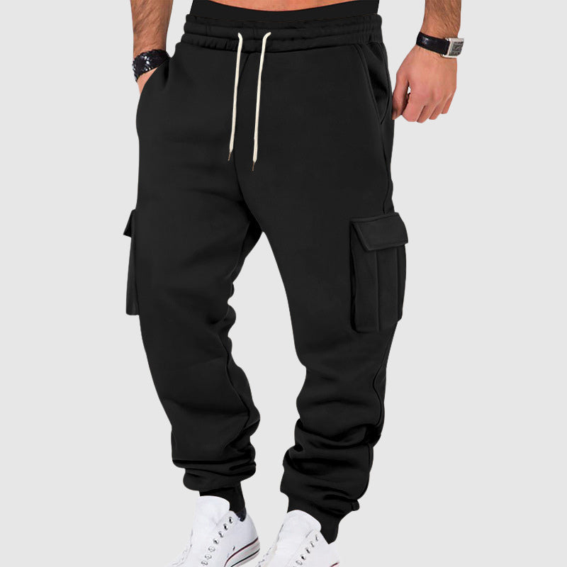 Pantalon cargo homme à poches latérales et taille à cordon de serrage - coupe décontractée
