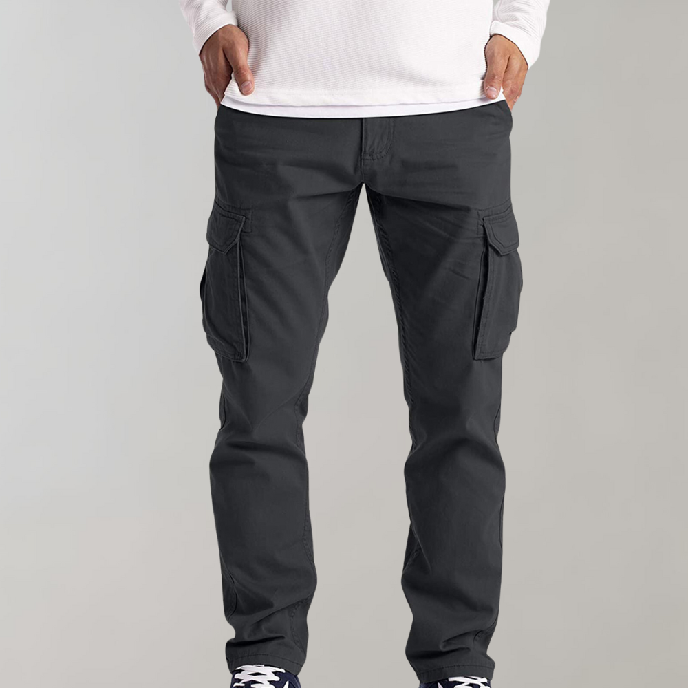 Pantalon cargo pour hommes coupe décontractée à poches multiples