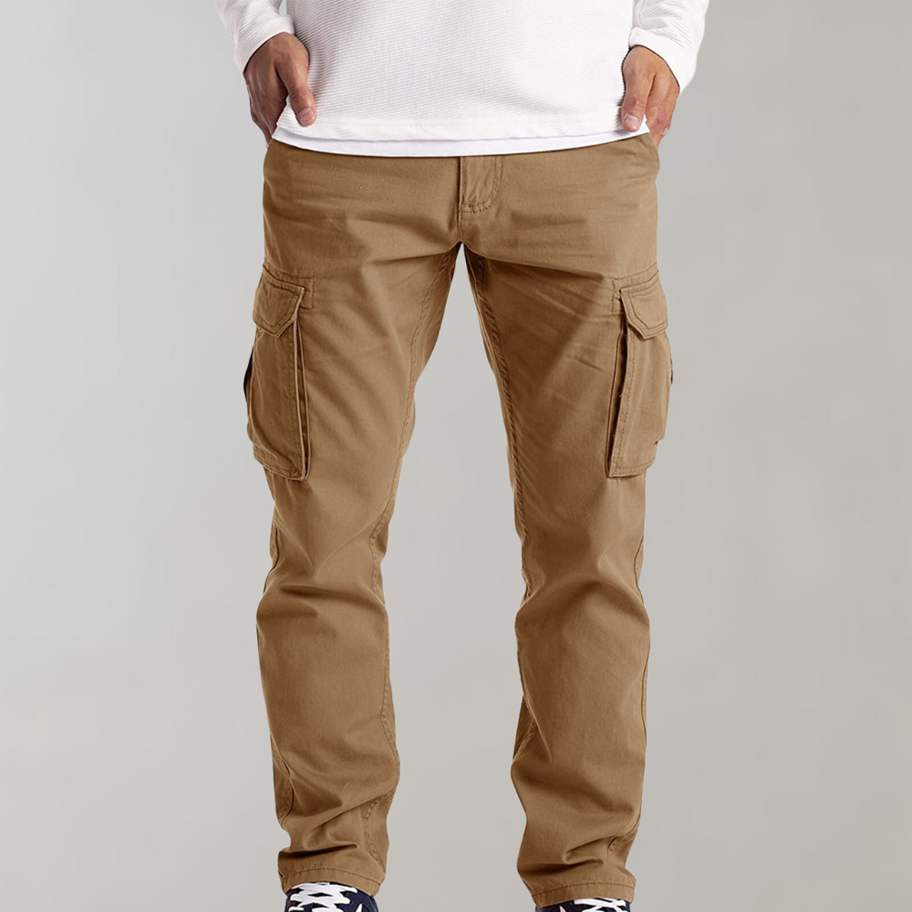Pantalon cargo pour hommes coupe décontractée à poches multiples