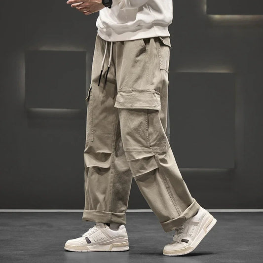 Pantalons cargo homme coupe décontractée avec taille à cordon et poches