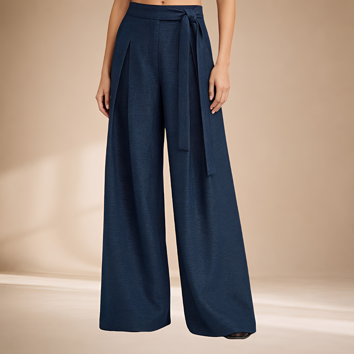 Pantalons larges pour femmes taille haute avec détail wrap asymétrique