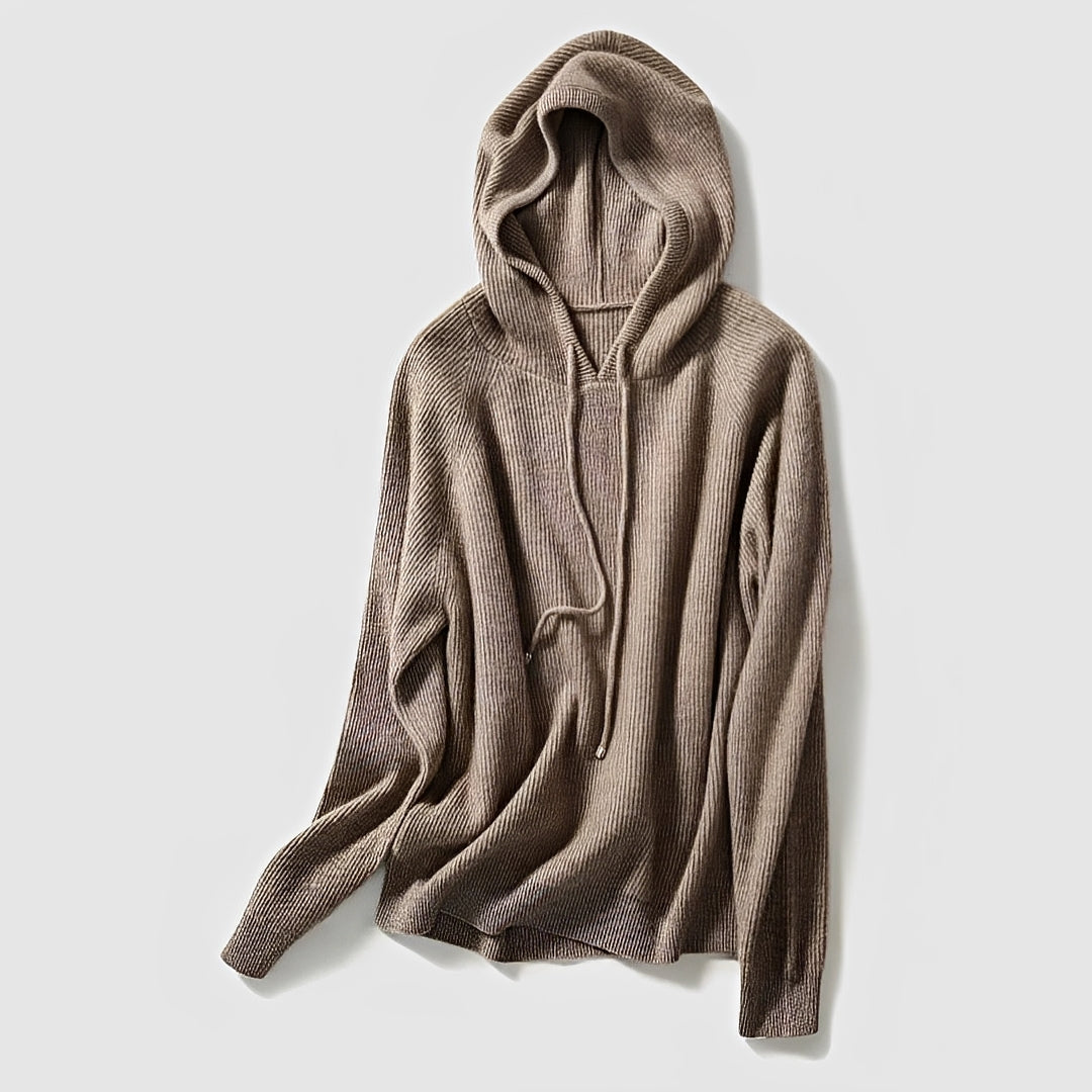 Pull à capuche femme coupe-vent à manches longues et texture côtelée