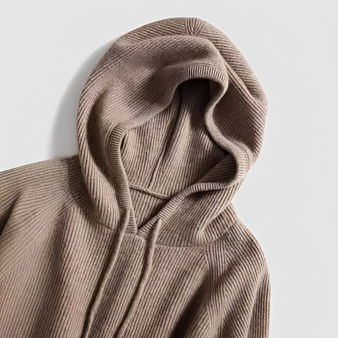 Pull à capuche femme coupe-vent à manches longues et texture côtelée