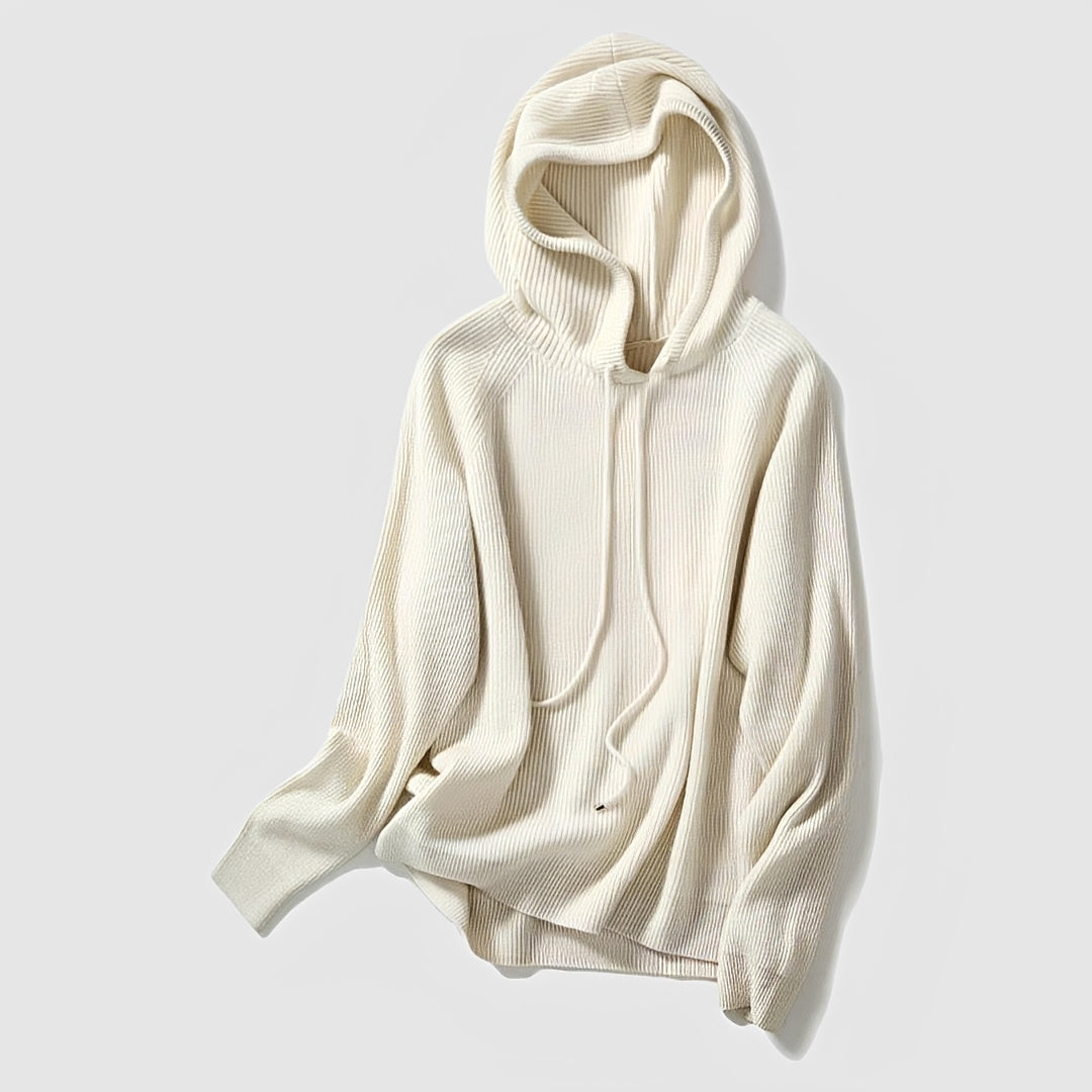 Pull à capuche femme coupe-vent à manches longues et texture côtelée