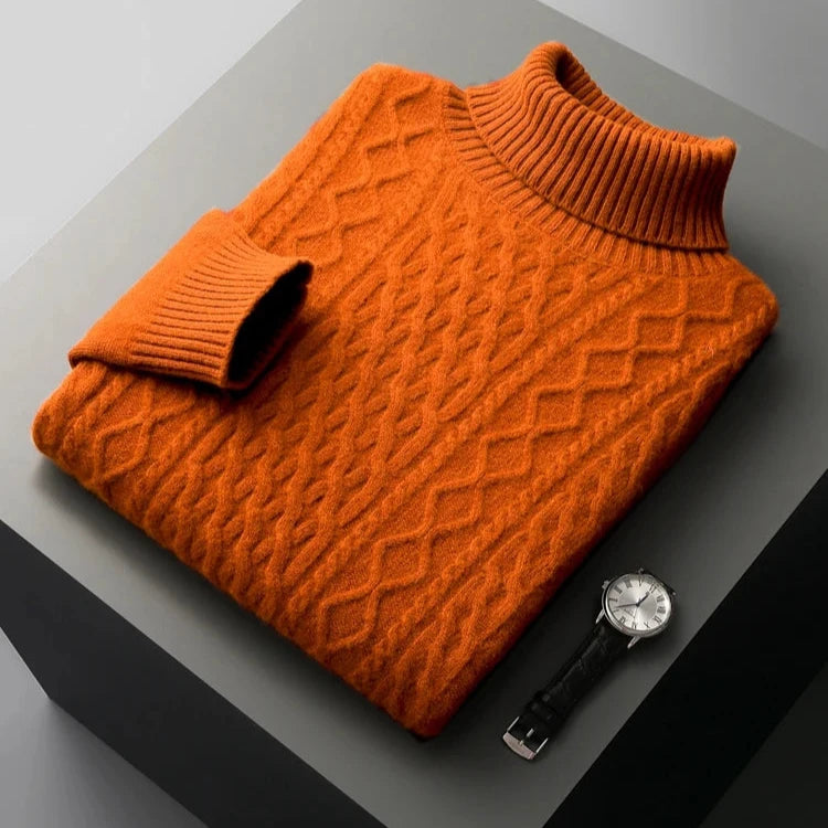 Pull à col roulé homme regular fit avec motif texturé et col en rib
