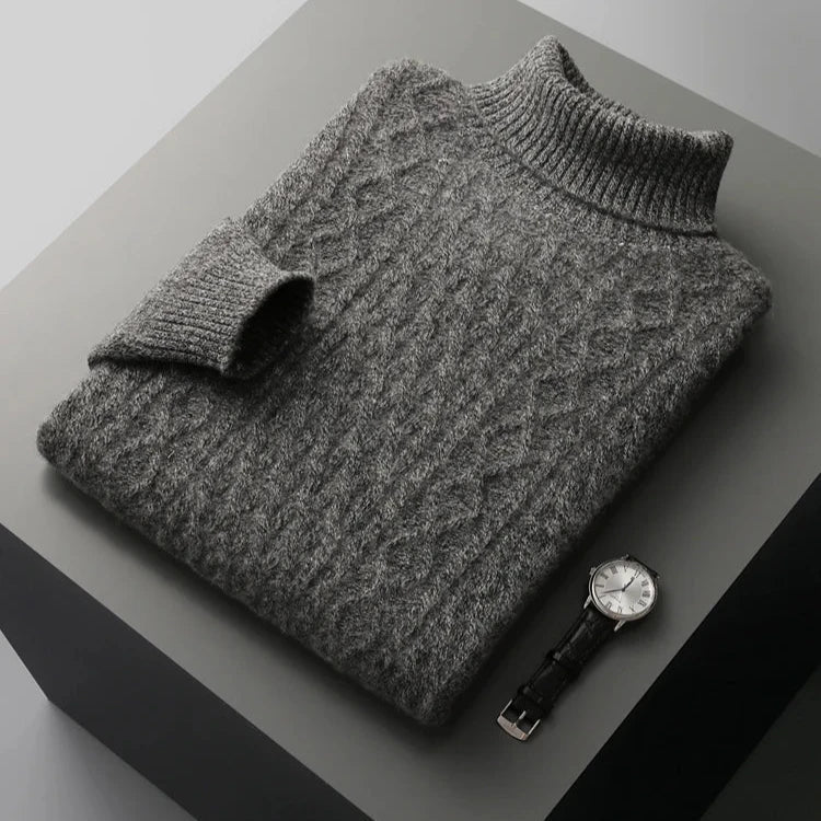 Pull à col roulé homme regular fit avec motif texturé et col en rib