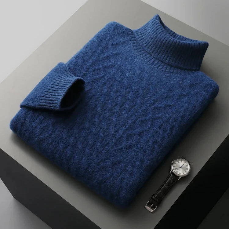 Pull à col roulé homme regular fit avec motif texturé et col en rib