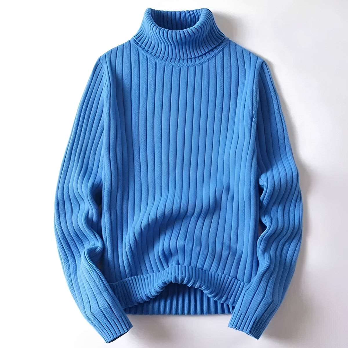Pull à col roulé pour homme coupe régulière à motif côtelé