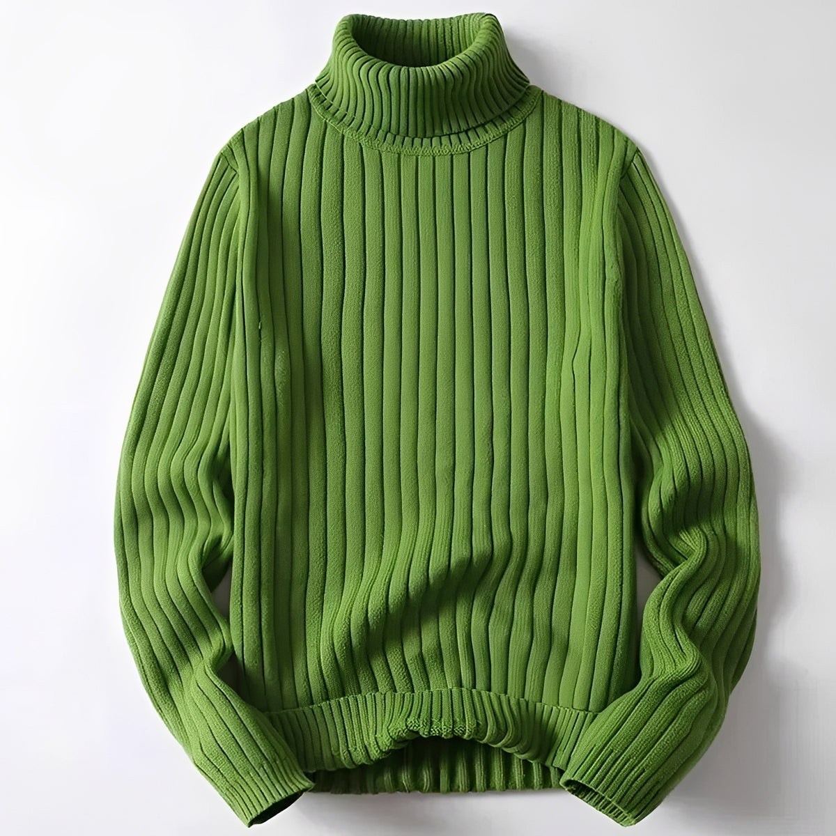 Pull à col roulé pour homme coupe régulière à motif côtelé
