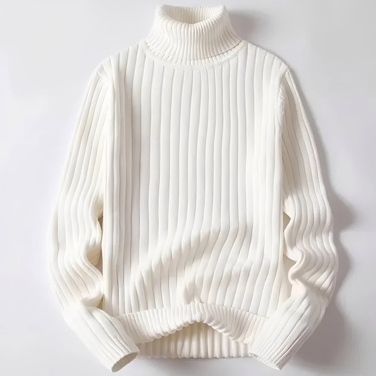 Pull à col roulé pour homme coupe régulière à motif côtelé