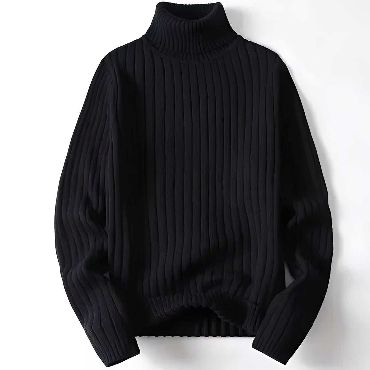 Pull à col roulé pour homme coupe régulière à motif côtelé