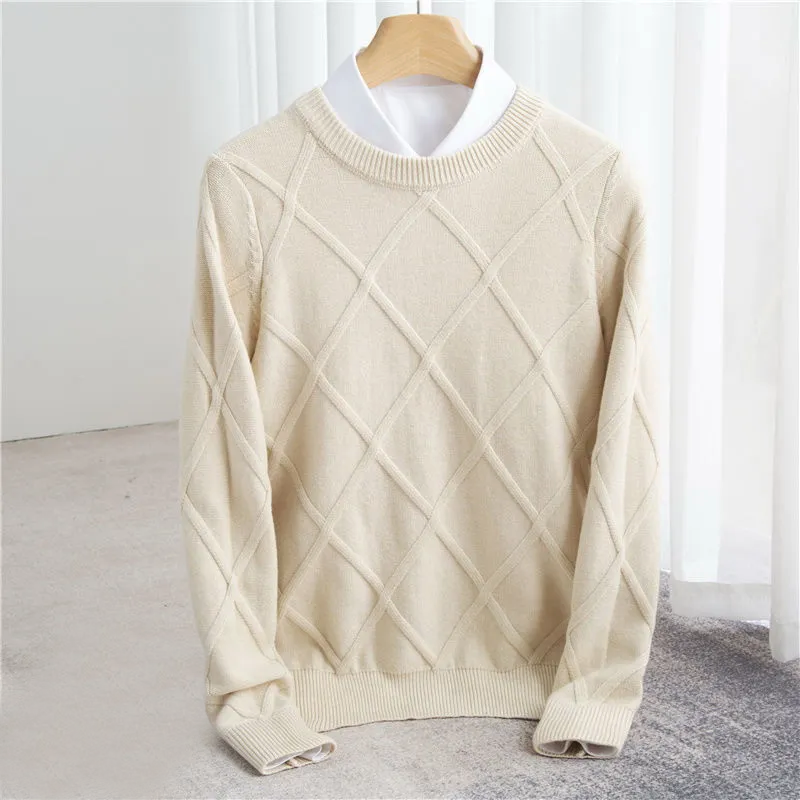 Pull homme à col O argyle et poignets côtelés