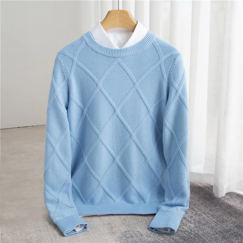Pull homme à col O argyle et poignets côtelés