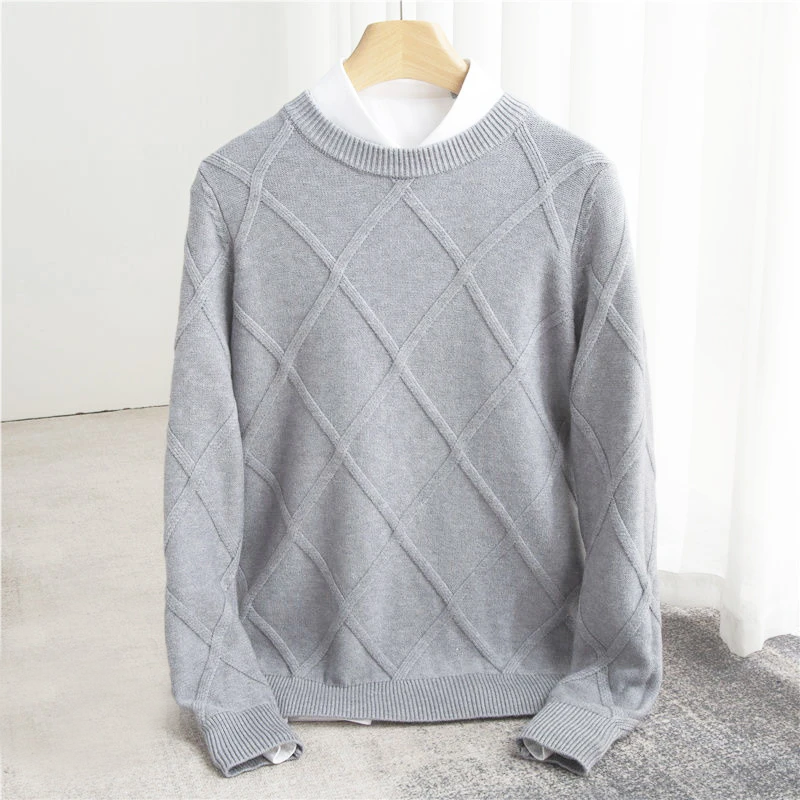 Pull homme à col O argyle et poignets côtelés