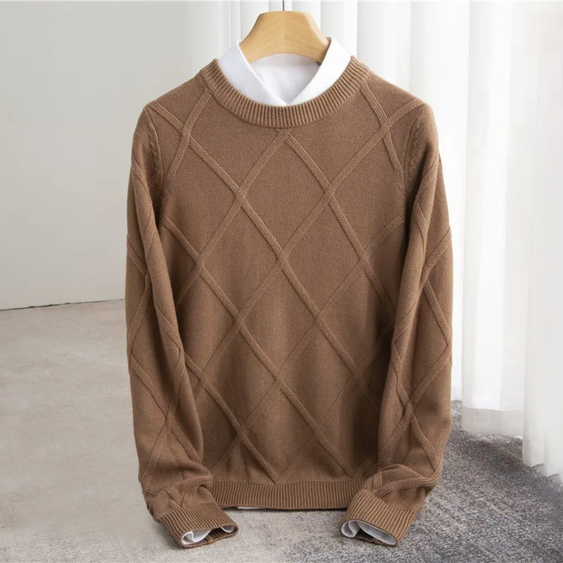 Pull homme à col O argyle et poignets côtelés