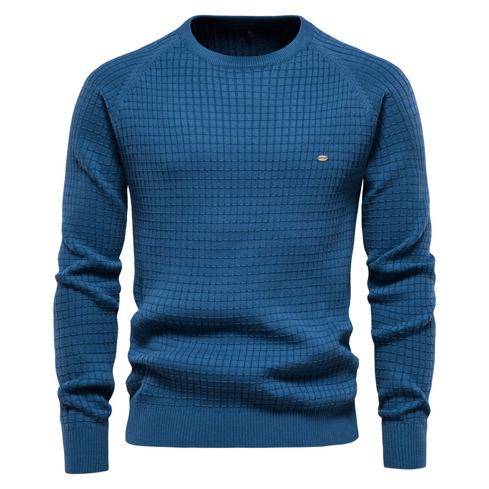 Pull homme à col rond texturé - coupe régulière manches longues