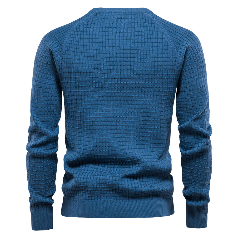 Pull homme à col rond texturé - coupe régulière manches longues