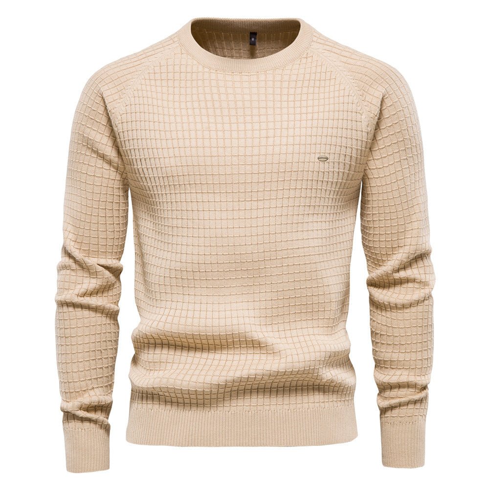 Pull homme à col rond texturé - coupe régulière manches longues