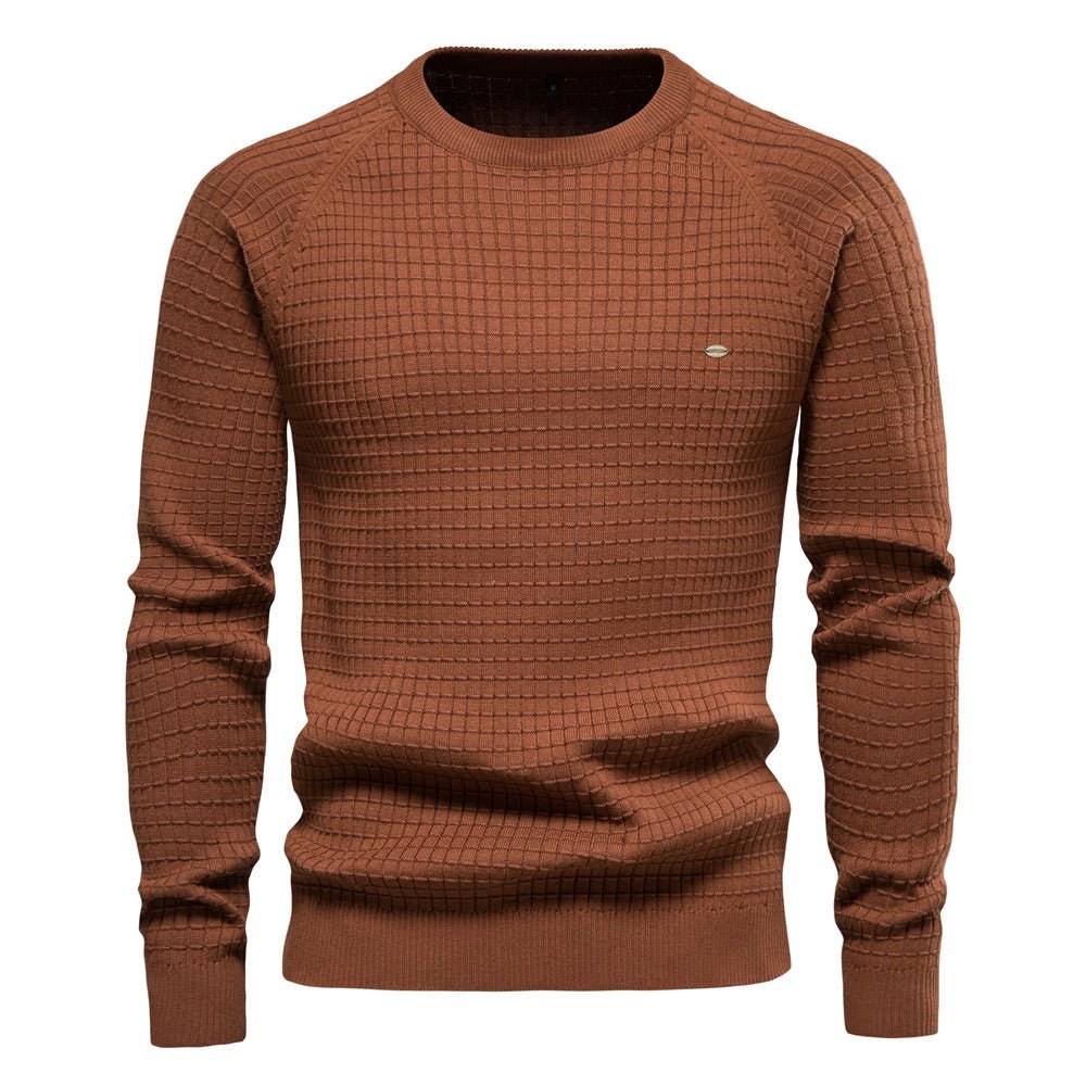 Pull homme à col rond texturé - coupe régulière manches longues