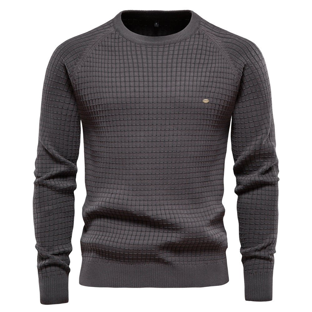 Pull homme à col rond texturé - coupe régulière manches longues