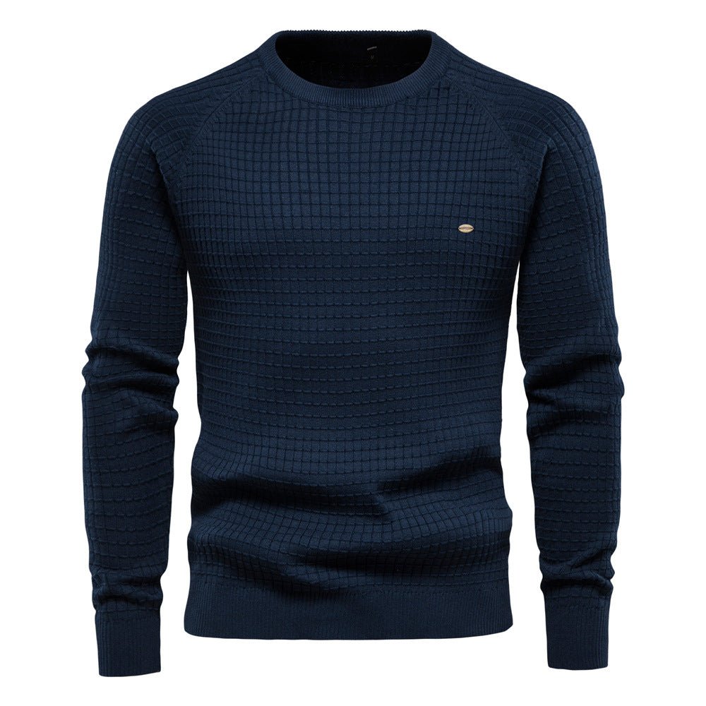 Pull homme à col rond texturé - coupe régulière manches longues