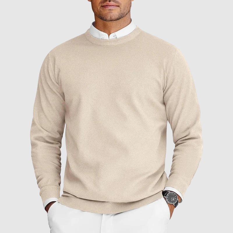 Pull homme à col rond texturé et coupe classique