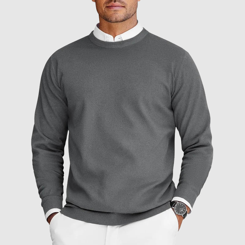 Pull homme à col rond texturé et coupe classique