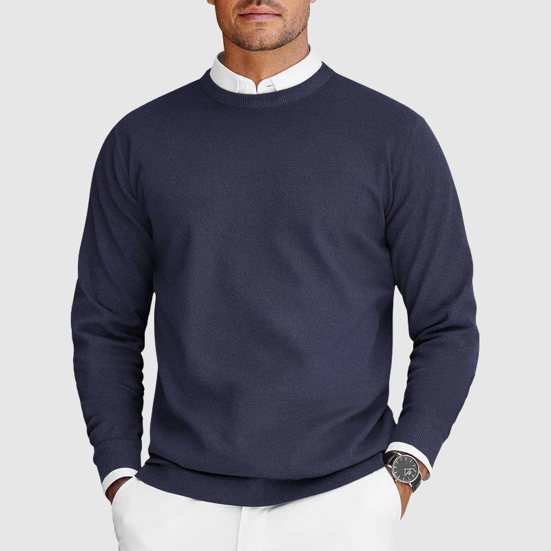 Pull homme à col rond texturé et coupe classique