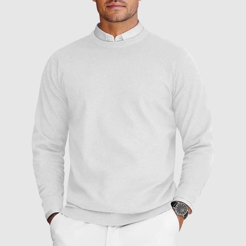 Pull homme à col rond texturé et coupe classique