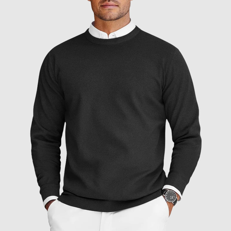 Pull homme à col rond texturé et coupe classique