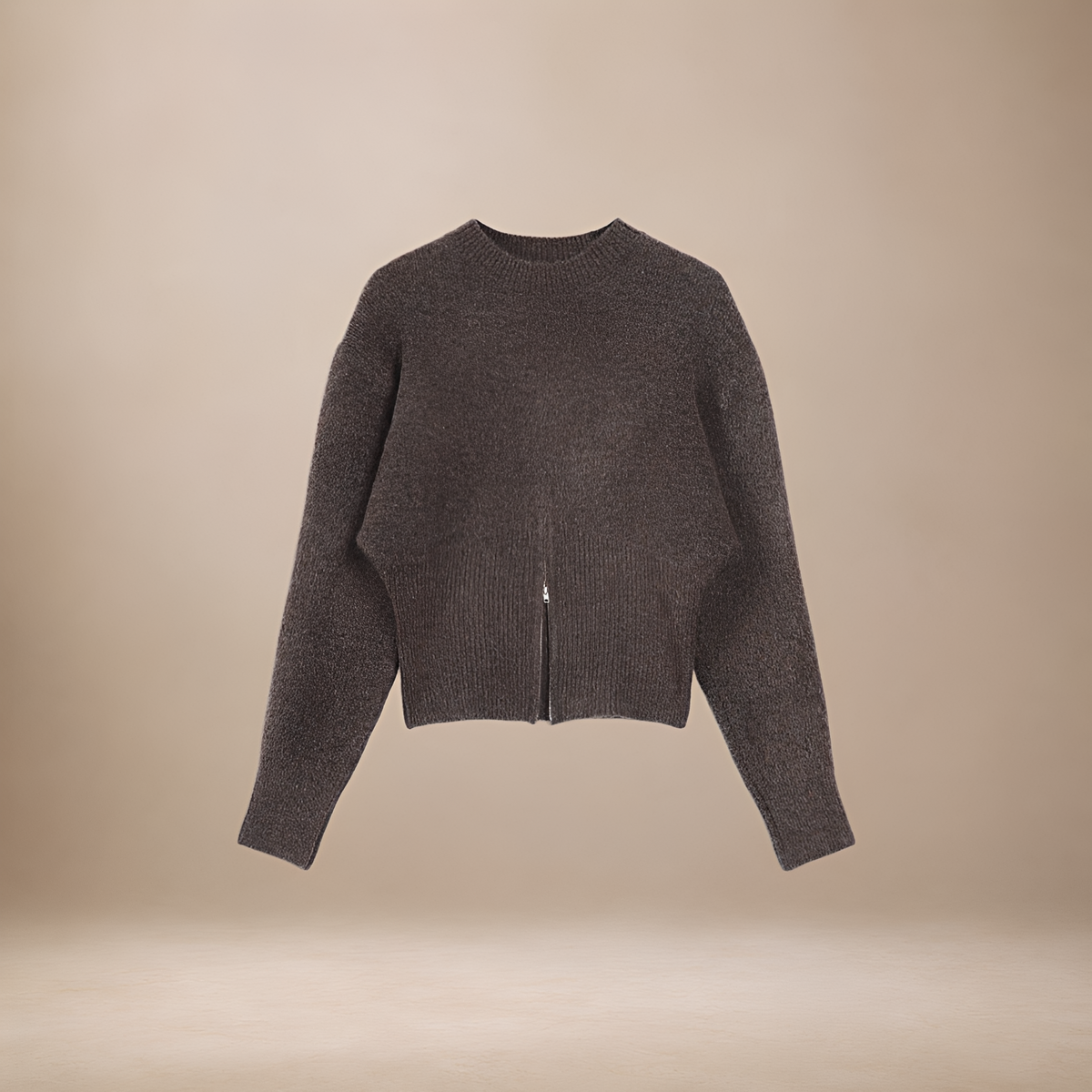 Pull pour femmes à demi-zip à manches longues coupe régulière