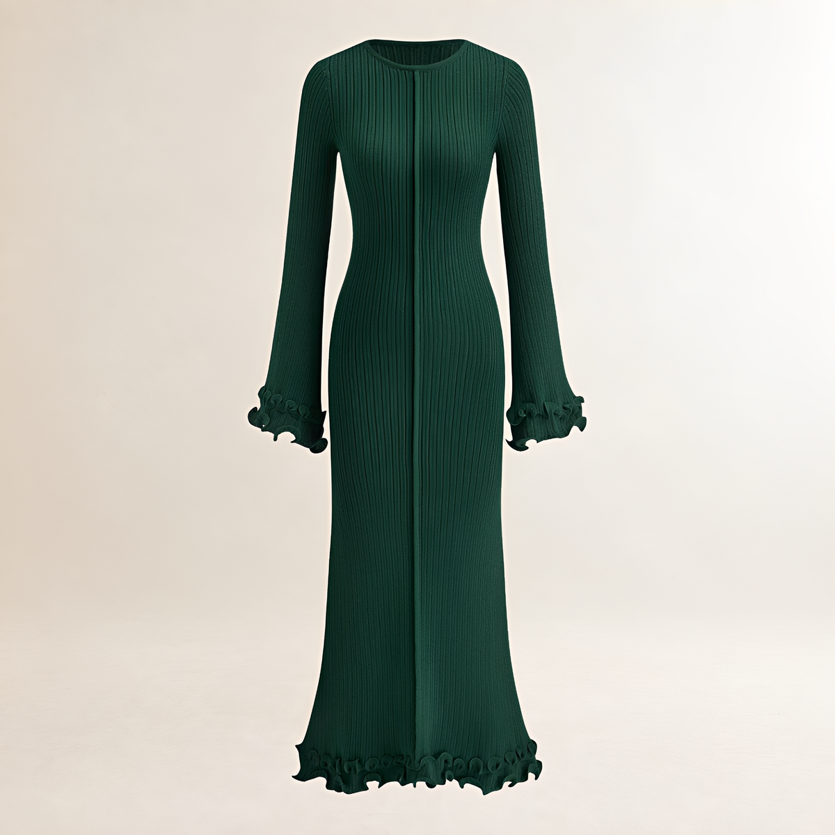 Robe longue pour femmes à manches longues et ourlet à volants style maxi