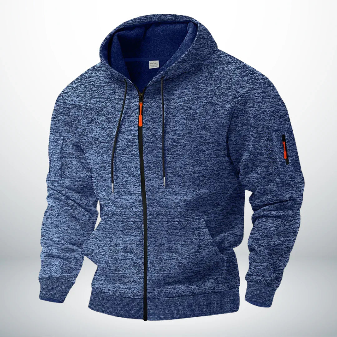 Sweat à capuche zippé homme avec poches - coupe structurée, cordon de serrage ajustable