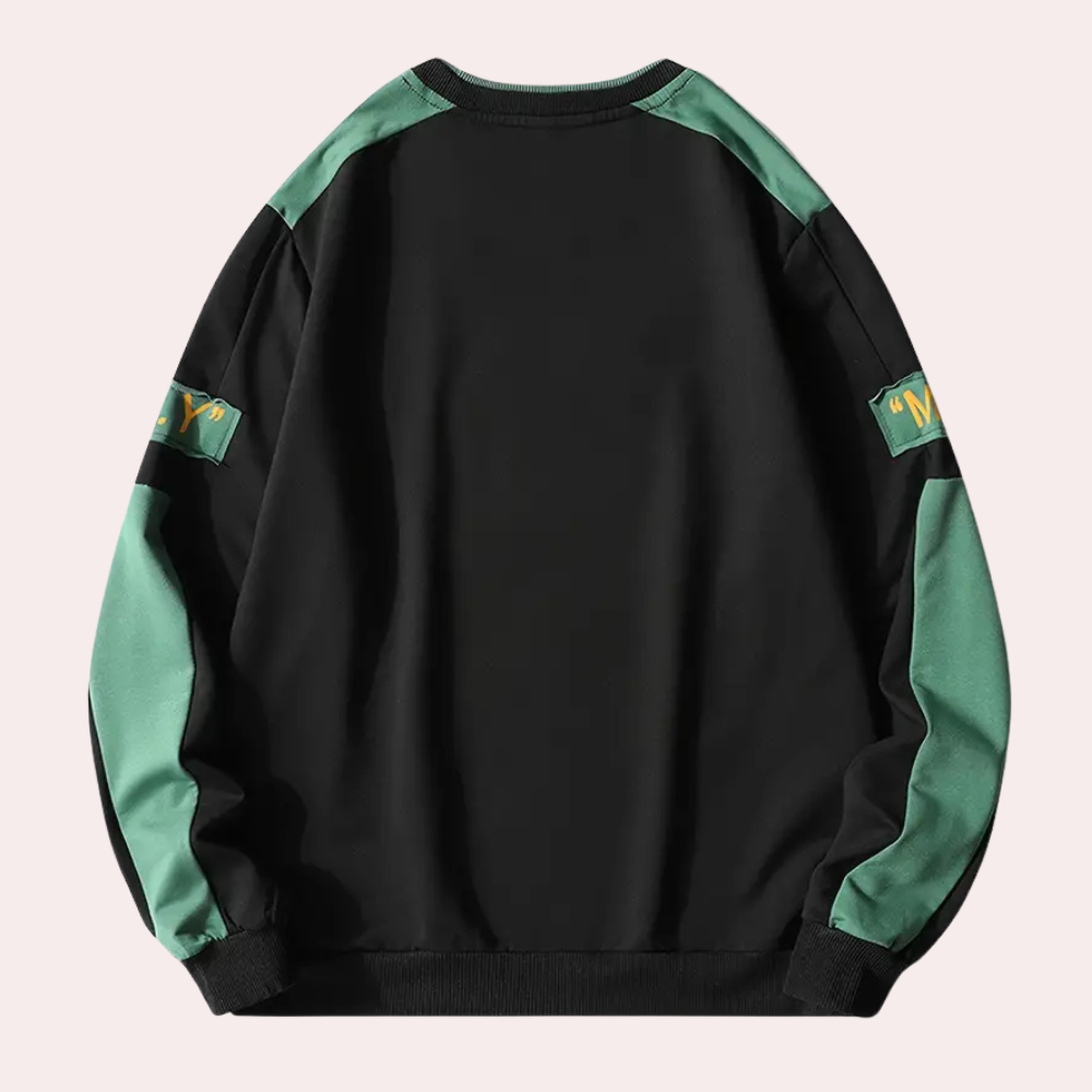 Sweat-shirt à manches longues homme col rond coupe ample design moderne