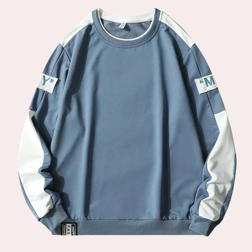 Sweat-shirt à manches longues homme col rond coupe ample design moderne